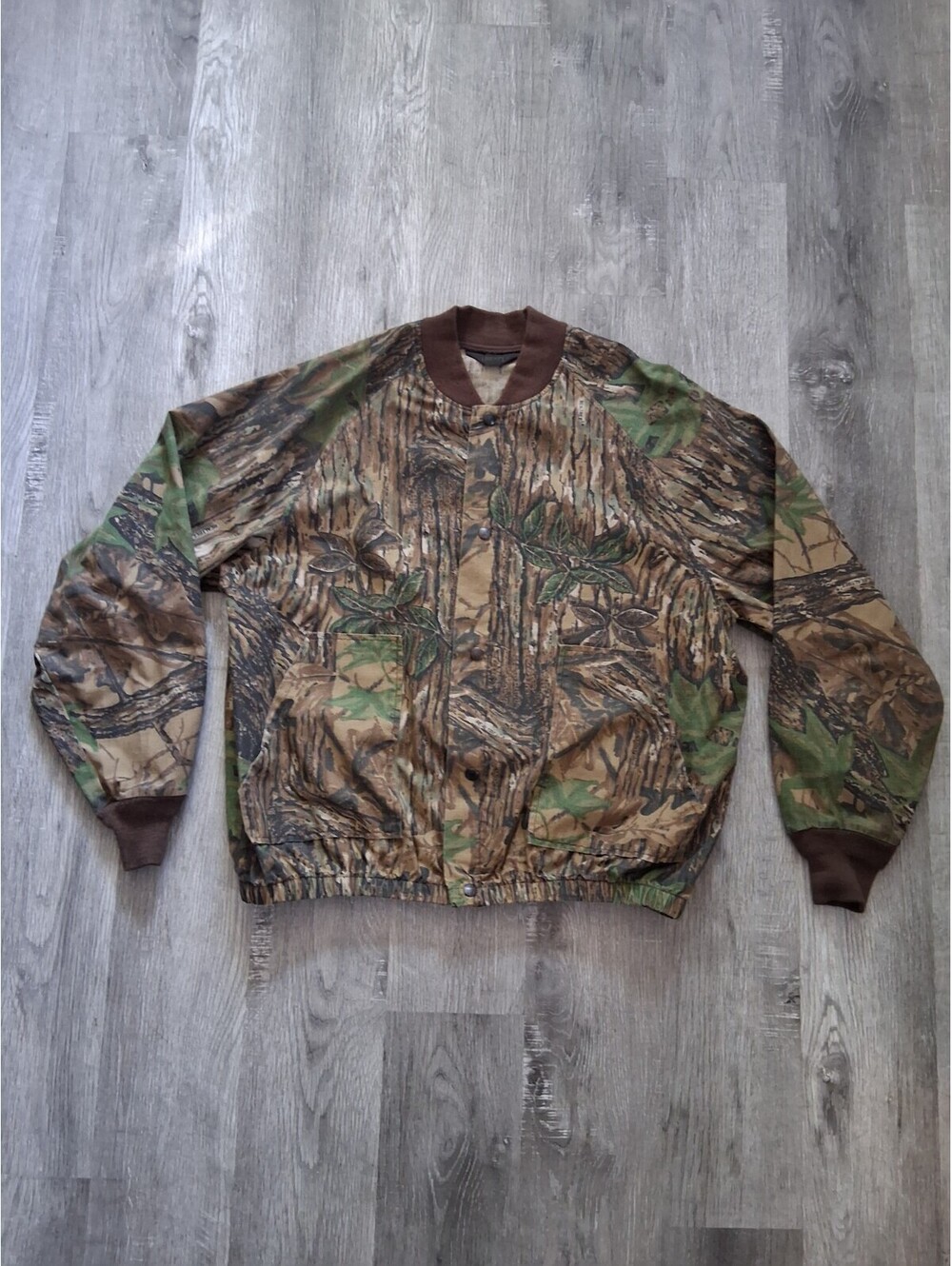 VTG 90s Liberty Realtree Men's XL Bark Camo Lightweight Bomber Hunting Jacket